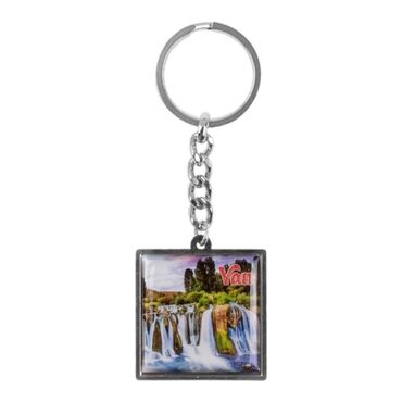 Van Themed Metal Square Shaped Double Sided Keychain 36x95 mm - 7