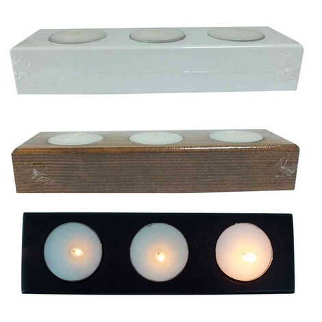 Wooden Candle Holder Set Of 3 Pcs - 2