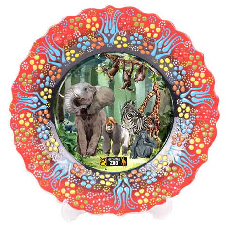 Zoo Themed Turkish Ceramic Plate With Epoxy 12 Cm - 5