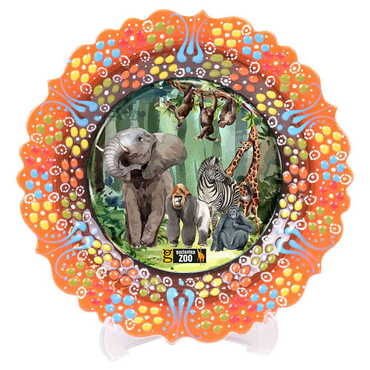 Zoo Themed Turkish Ceramic Plate With Epoxy 12 Cm - 6