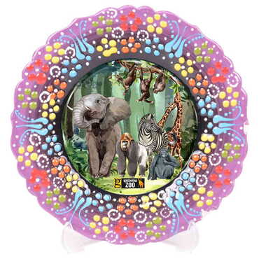 Zoo Themed Turkish Ceramic Plate With Epoxy 12 Cm - 7