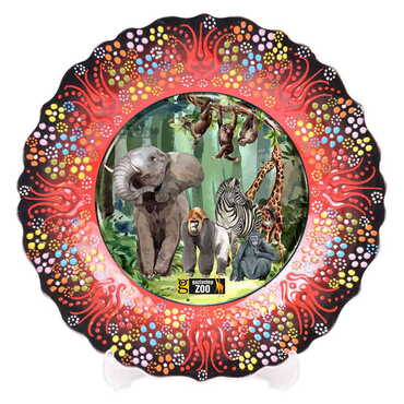 Zoo Themed Turkish Ceramic Plate With Epoxy 12 Cm - 8