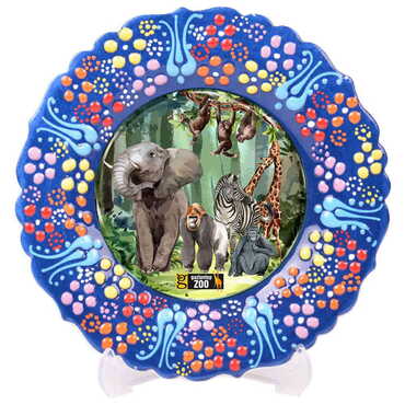 Zoo Themed Turkish Ceramic Plate With Epoxy 12 Cm - 9