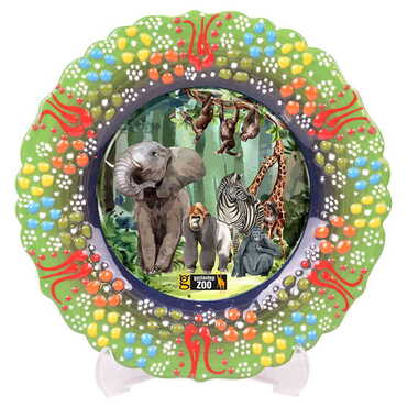 Zoo Themed Turkish Ceramic Plate With Epoxy 12 Cm - 10