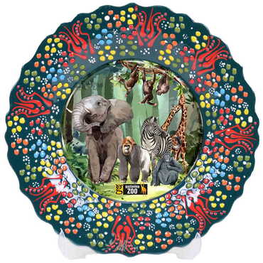 Zoo Themed Turkish Ceramic Plate With Epoxy 12 Cm - 11