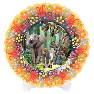 Zoo Themed Turkish Ceramic Plate With Epoxy 12 Cm - 12