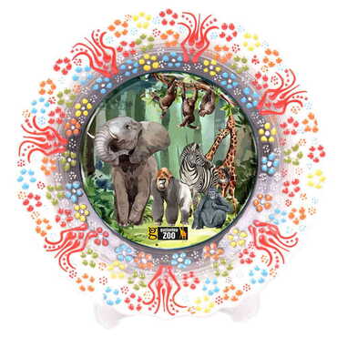 Zoo Themed Turkish Ceramic Plate With Epoxy 12 Cm - 13