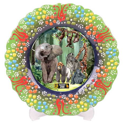 Zoo Themed Turkish Ceramic Plate With Epoxy 18 Cm - 10