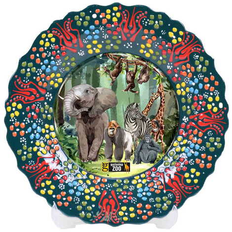 Zoo Themed Turkish Ceramic Plate With Epoxy 18 Cm - 11