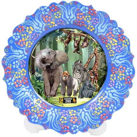 Zoo Themed Turkish Ceramic Plate With Epoxy 25 Cm - 4