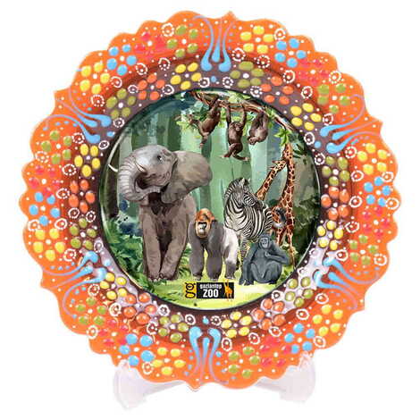 Zoo Themed Turkish Ceramic Plate With Epoxy 30 Cm - 6