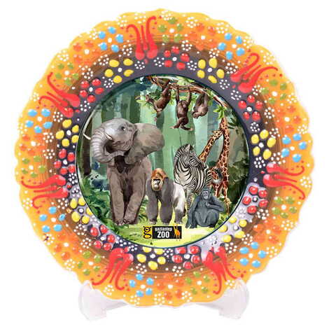 Zoo Themed Turkish Ceramic Plate With Epoxy 30 Cm - 12